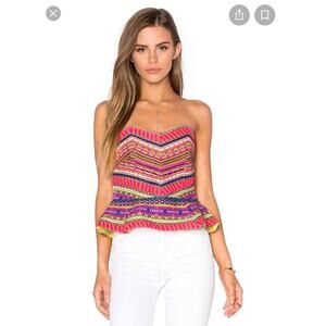 Alexis Aztec Neon Peplum Top SZ XS